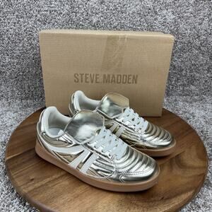 Steve Madden Women's Madrid Sneakers Size 7 Shiny Metallic Gold Shoes